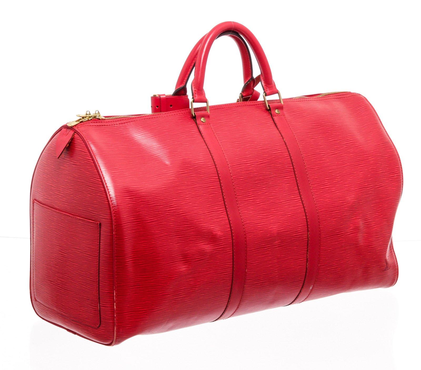 Louis Vuitton Red Monogram Epi leather Keepall 50cm Shoulder Bag 5