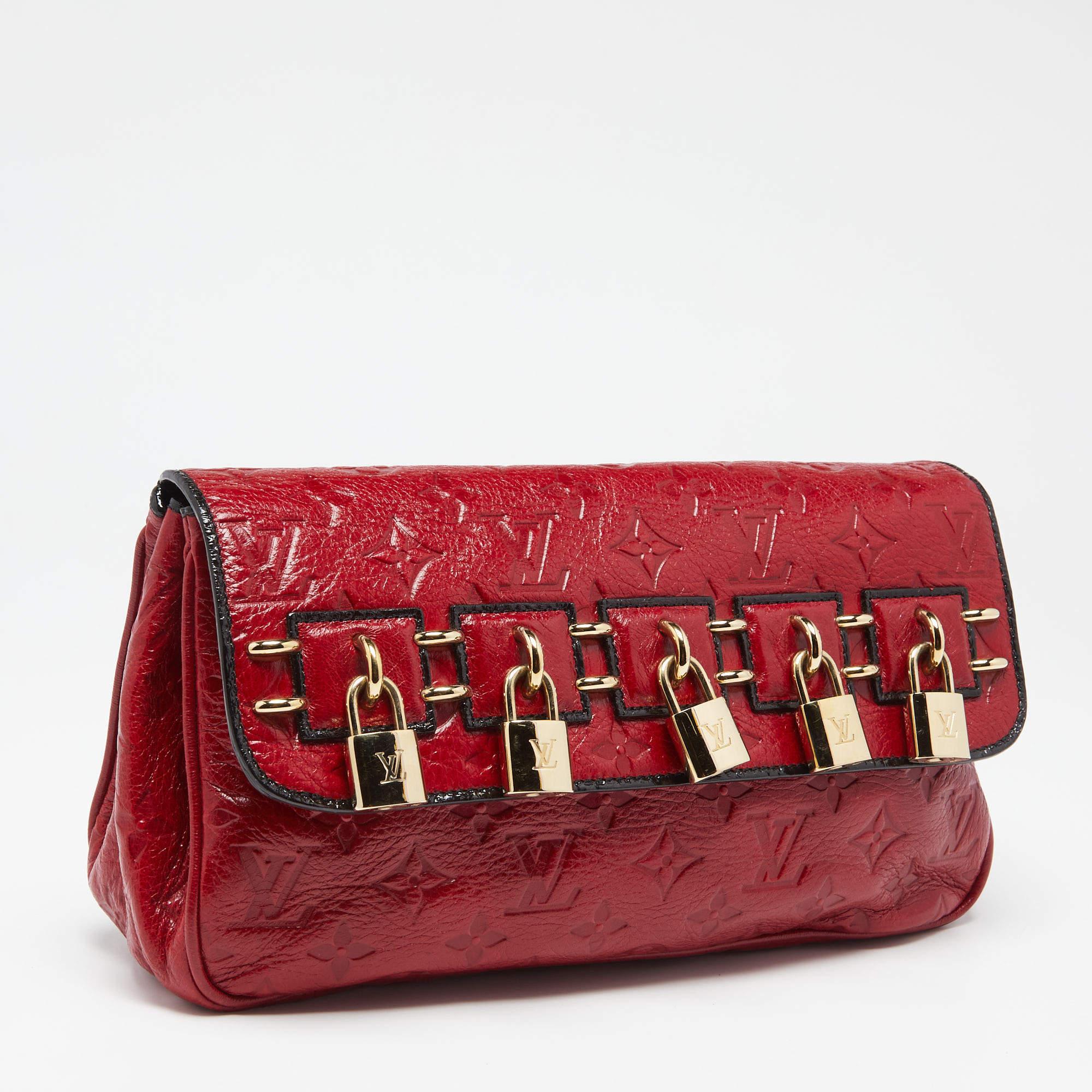 Women's Louis Vuitton Red Monogram Glossy Leather My Deer Enigme Clutch