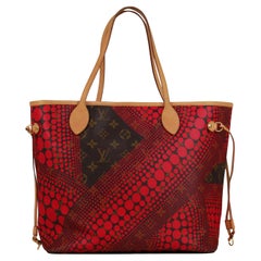 Louis Vuitton Red Monogram Kusama Waves Neverfull MM Tote Bag