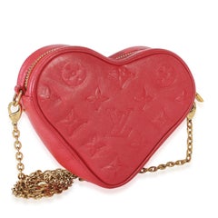 Louis Vuitton Red Monogram Lambskin Embossed Sac Coeur Heart On Chain Bag