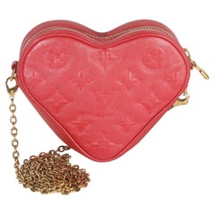 Louis Vuitton Red Monogram Lambskin Embossed Sac Coeur Heart On Chain Bag