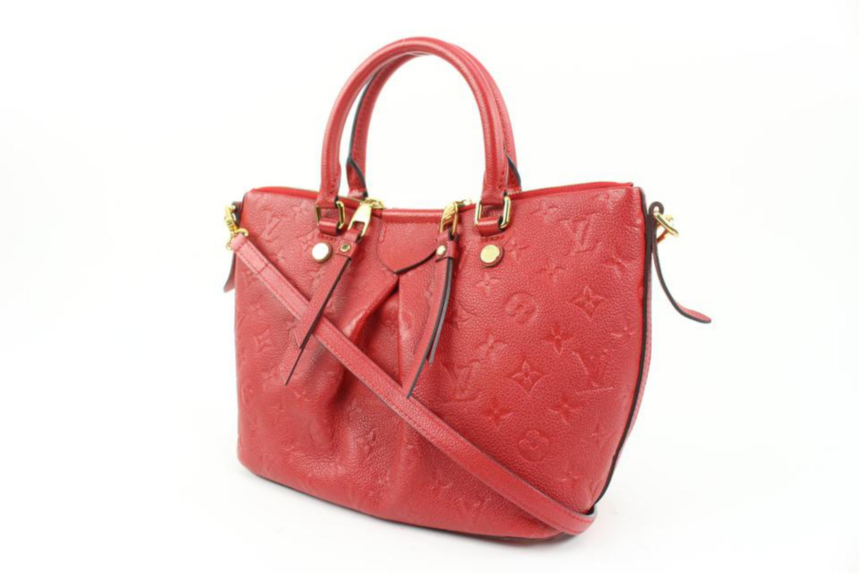 Louis Vuitton Red Monogram Leather Empreinte Mazarine PM 2way s28lv18
Date Code/Serial Number: DU0166
Made In: France
Measurements: Length:  13