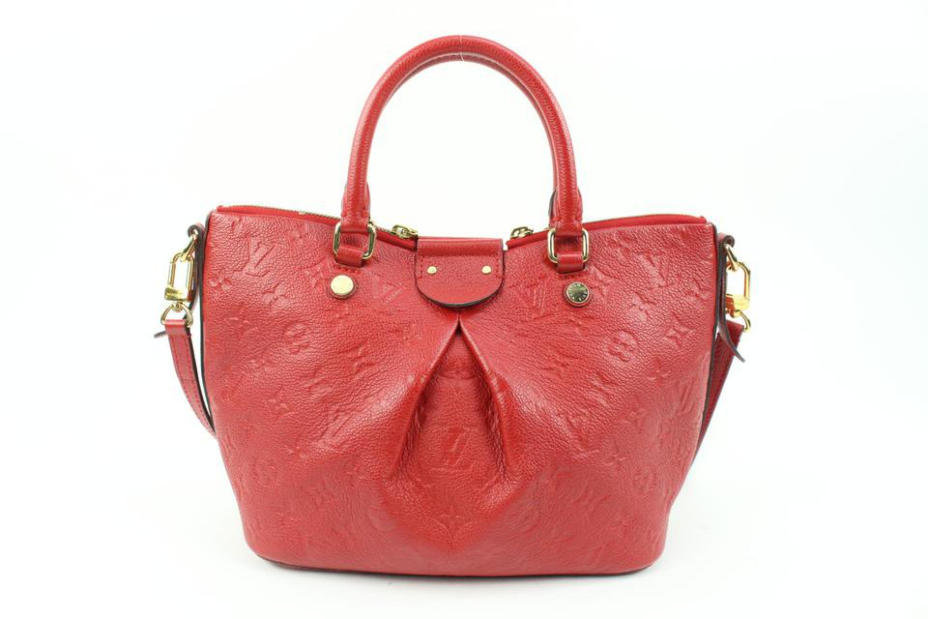 Louis Vuitton Red Monogram Leather Empreinte Mazarine PM 2way s28lv18 In Excellent Condition For Sale In Dix hills, NY