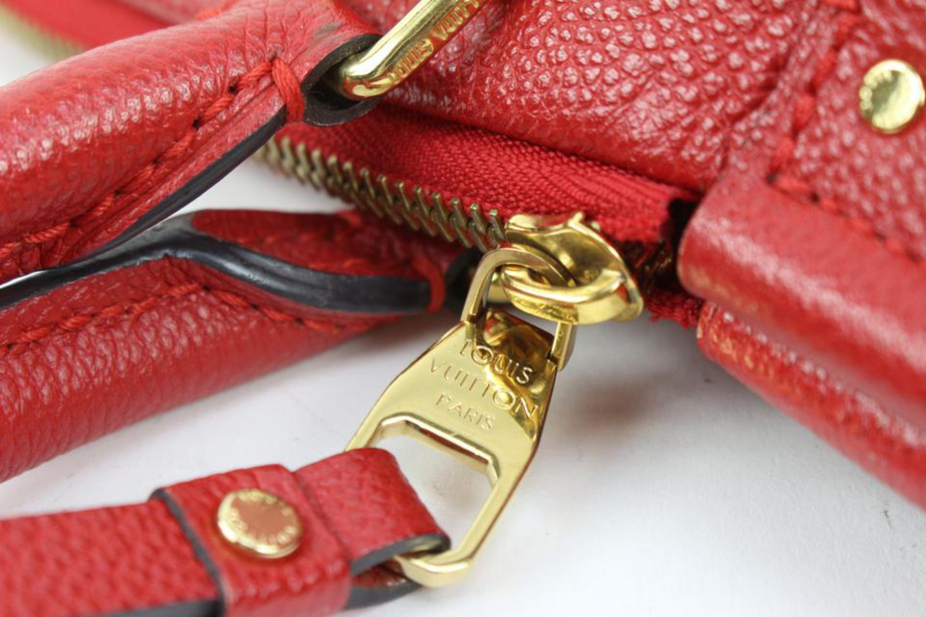 Women's Louis Vuitton Red Monogram Leather Empreinte Mazarine PM 2way s28lv18 For Sale