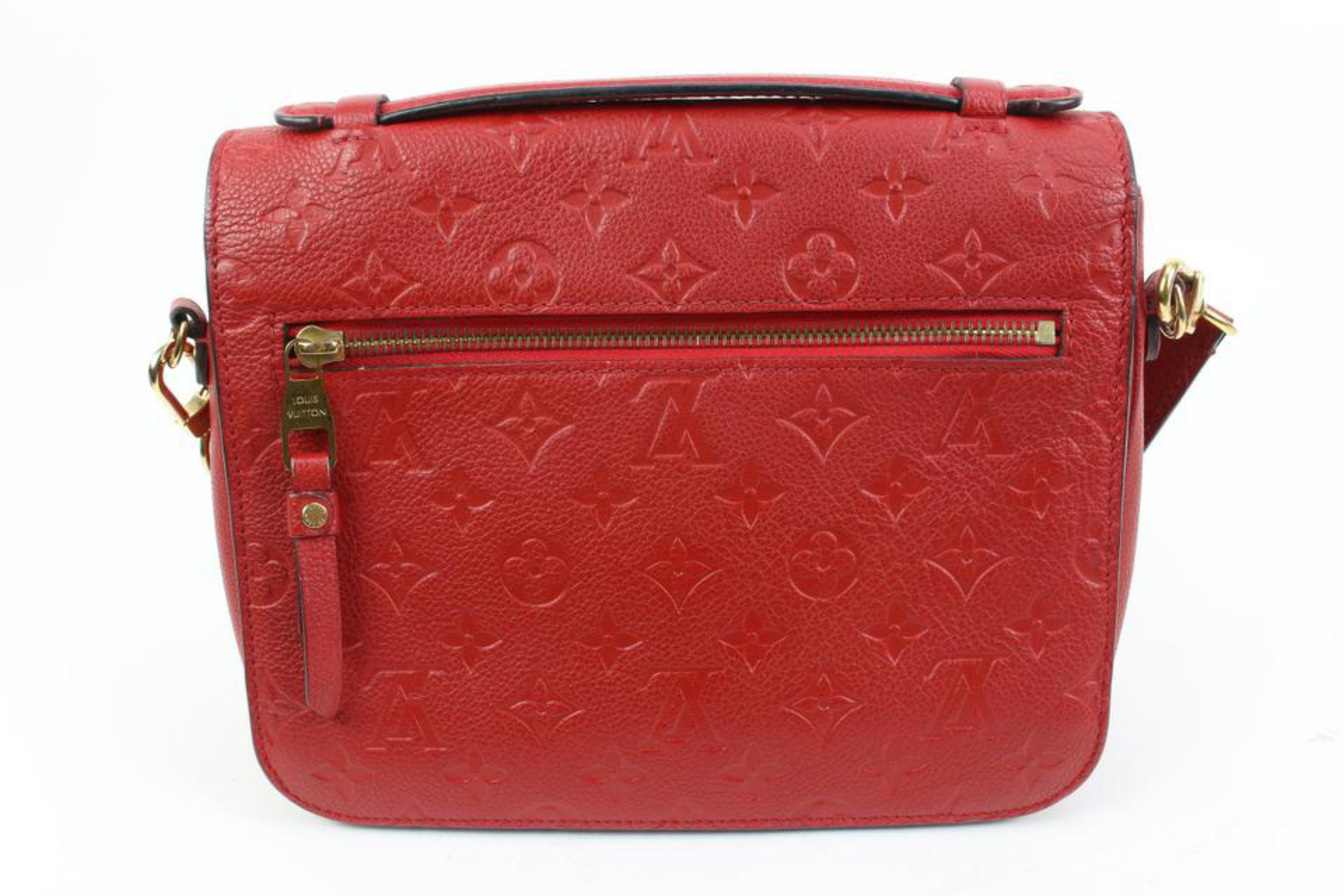 Women's Louis Vuitton Red Monogram Leather Empreinte Pochette Metis Crossbody Bag 41lk78 For Sale