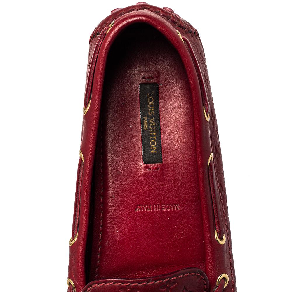 Louis Vuitton Red Monogram Leather Gloria Slip On Loafers Size 38 1
