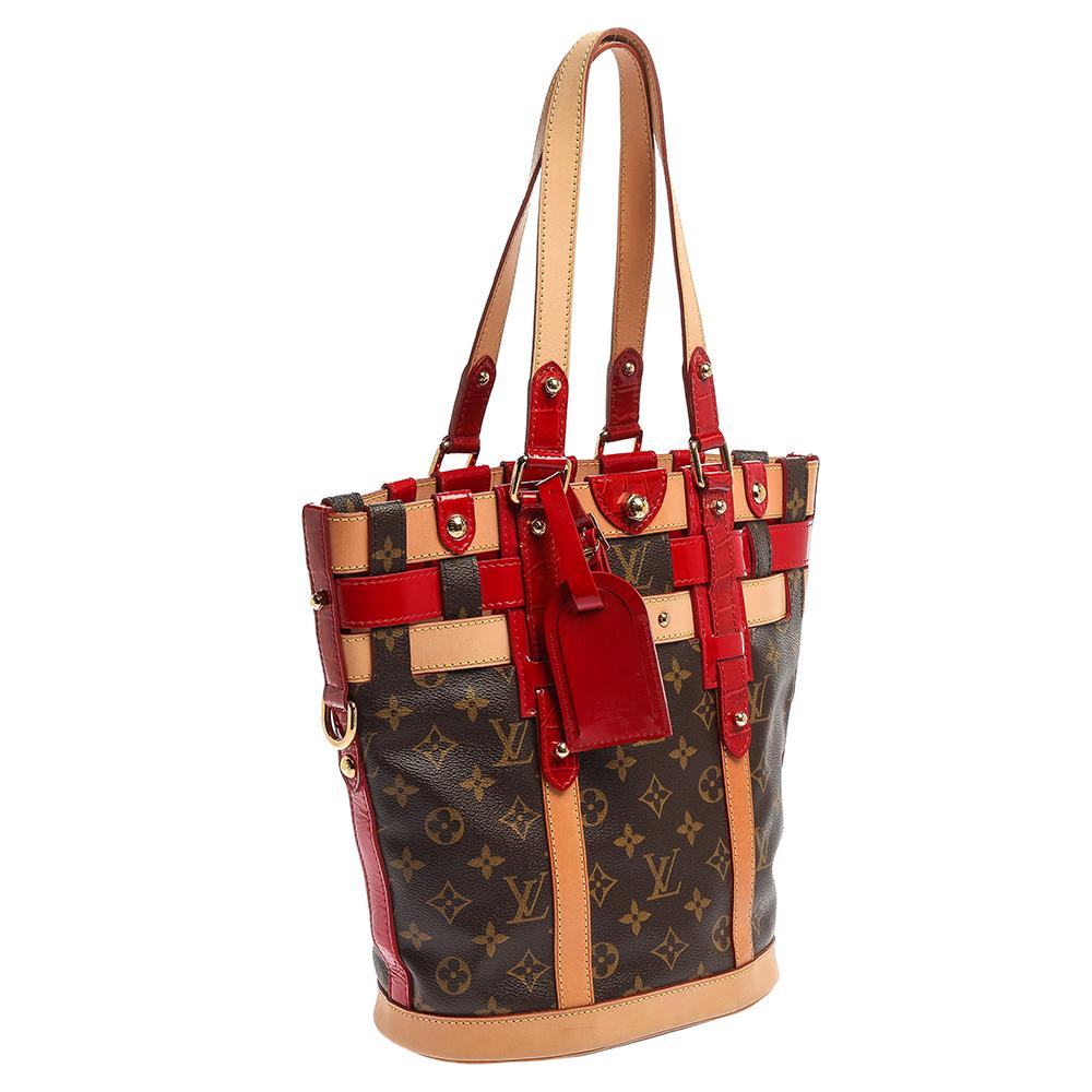 Brown Louis Vuitton Red Monogram Leather Limited Edition Rubis Neo Bucket Bag