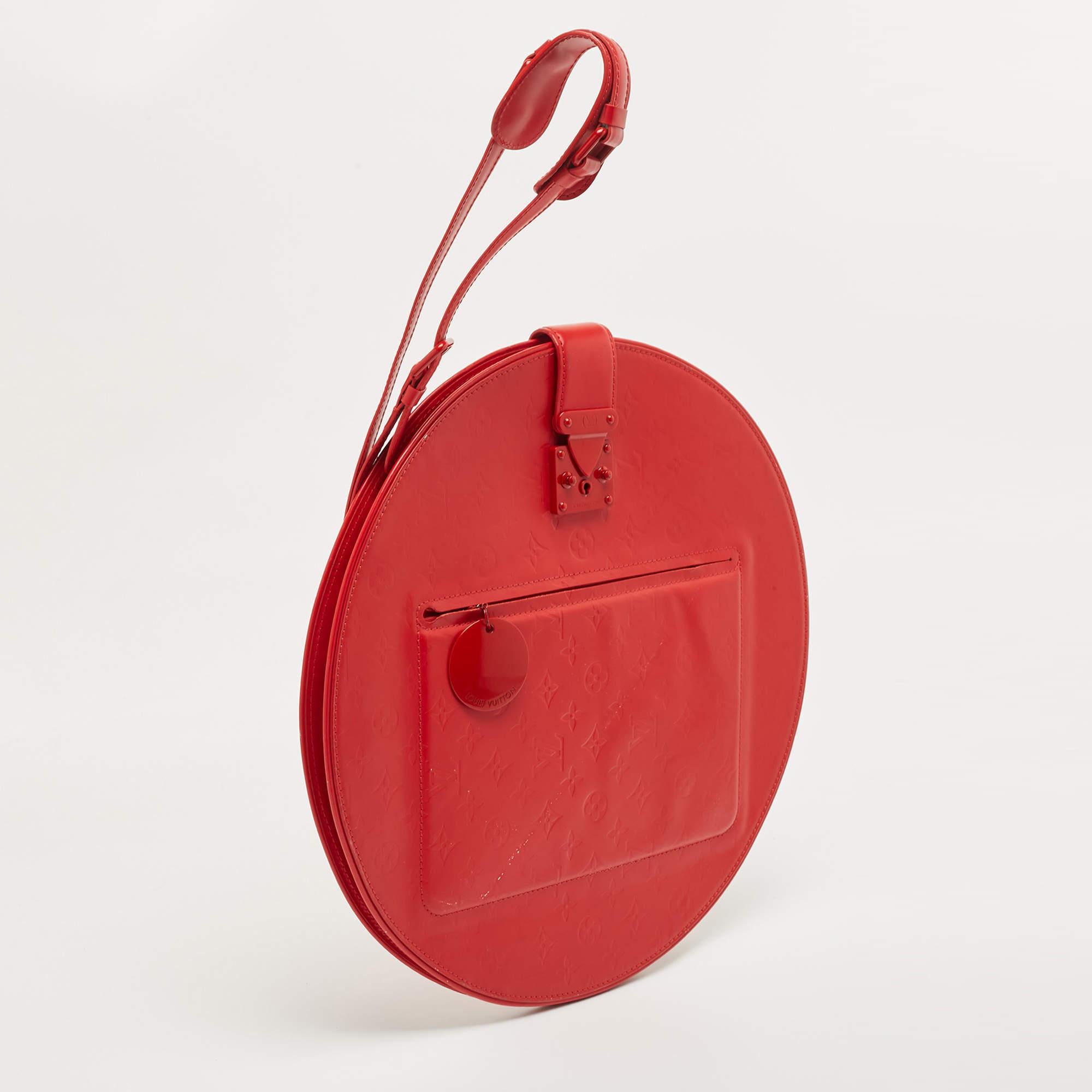 Louis Vuitton Red Monogram Mat Leather Op Art Round Bag 4