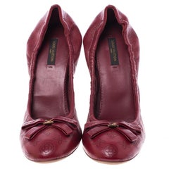 Louis Vuitton Red Monogram Perforated Leather Elba Pumps Size 38.5
