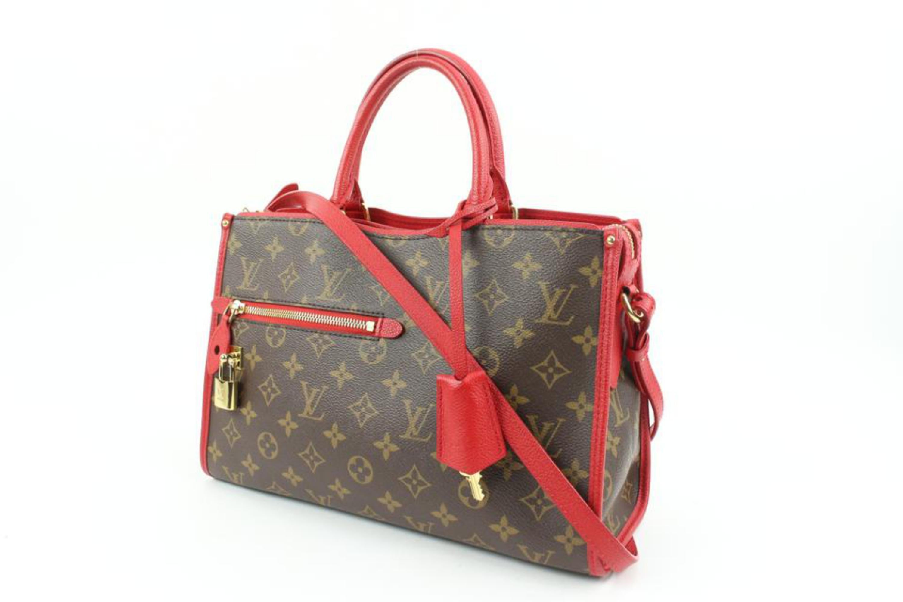 Louis Vuitton Red Monogram Popincourt PM NM 2way Tote with Strap 119lv56
Date Code/Serial Number: DU2017
Made In: France
Measurements: Length:  12.2