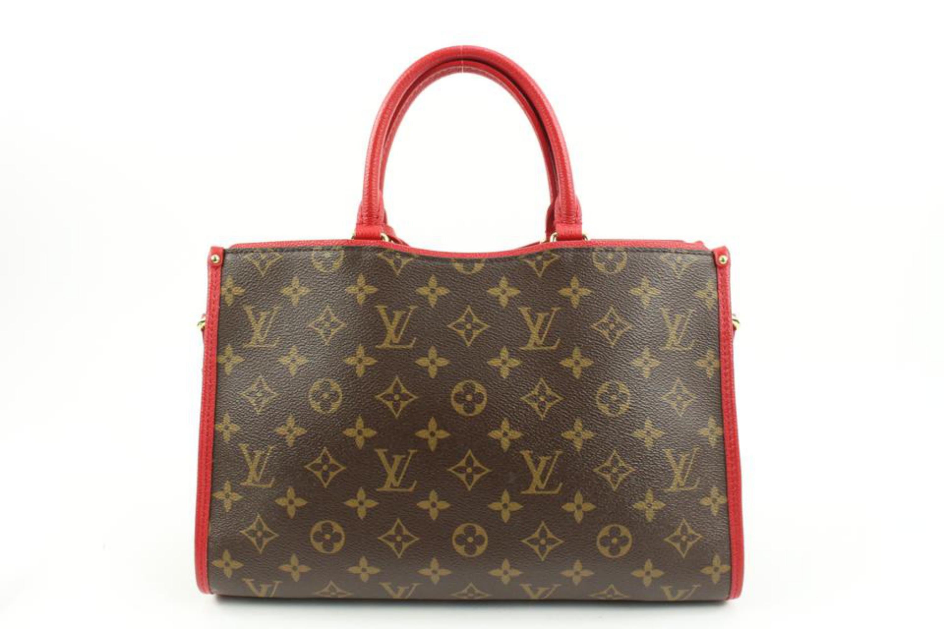 Louis Vuitton Red Monogram Popincourt PM NM 2way Tote with Strap 119lv56 In Excellent Condition In Dix hills, NY