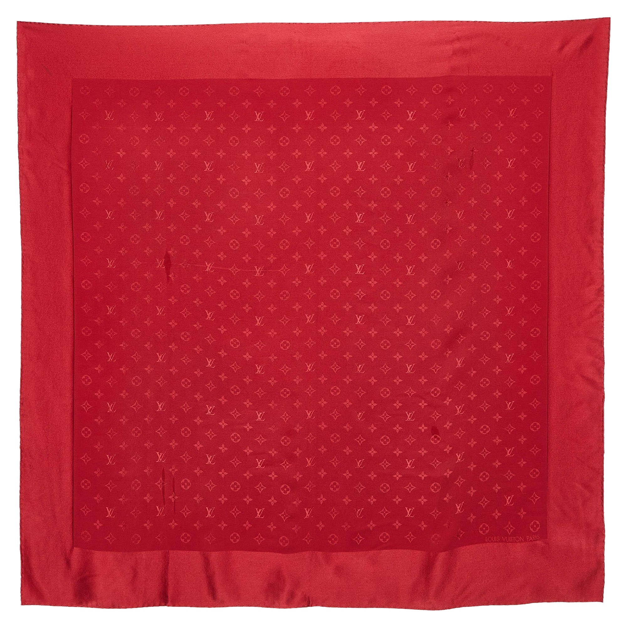 Louis Vuitton Red Monogram Silk Square Scarf