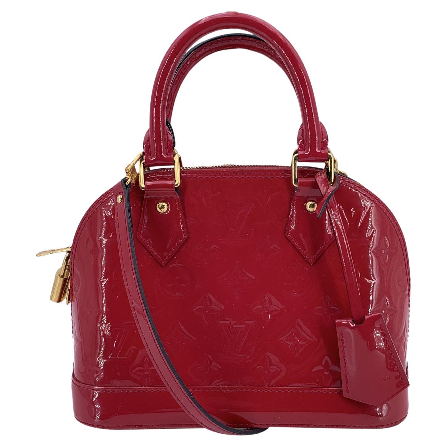 Louis Vuitton Red Monogram Vernis Alma BB Bag Handbag with Strap For Sale