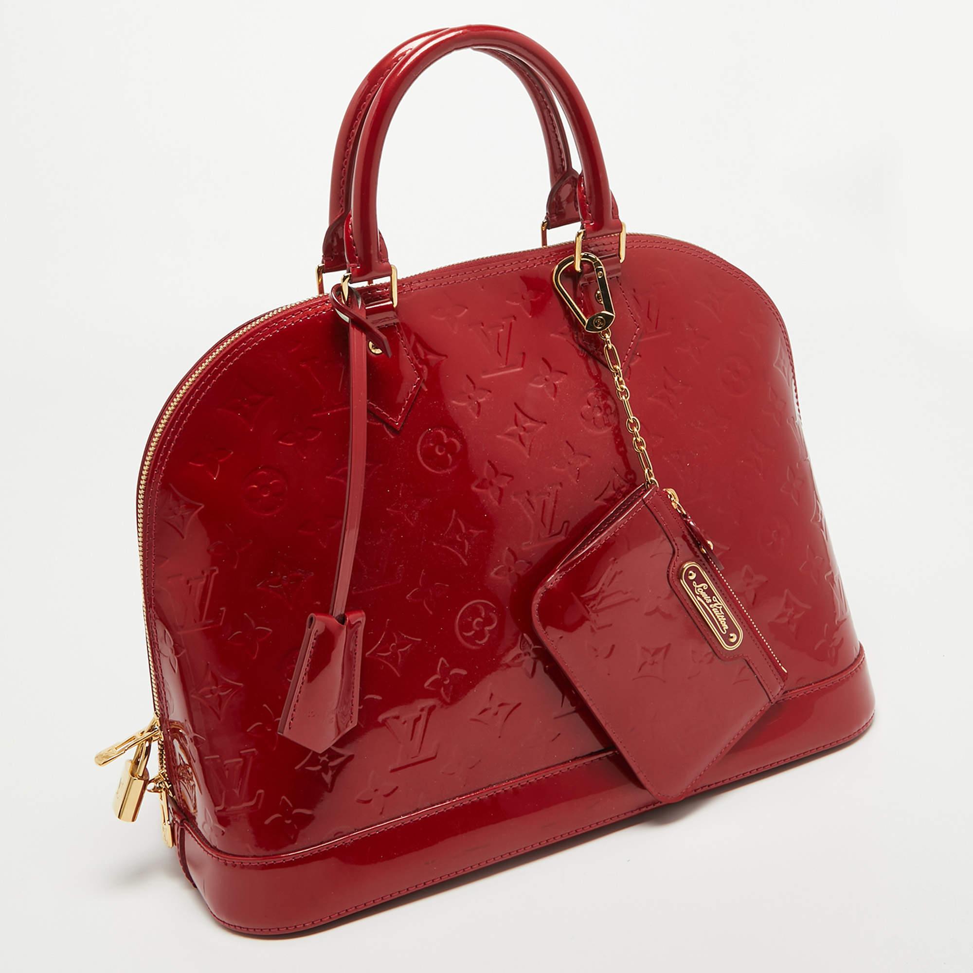 Louis Vuitton Red Monogram Vernis Alma MM Bag For Sale 1