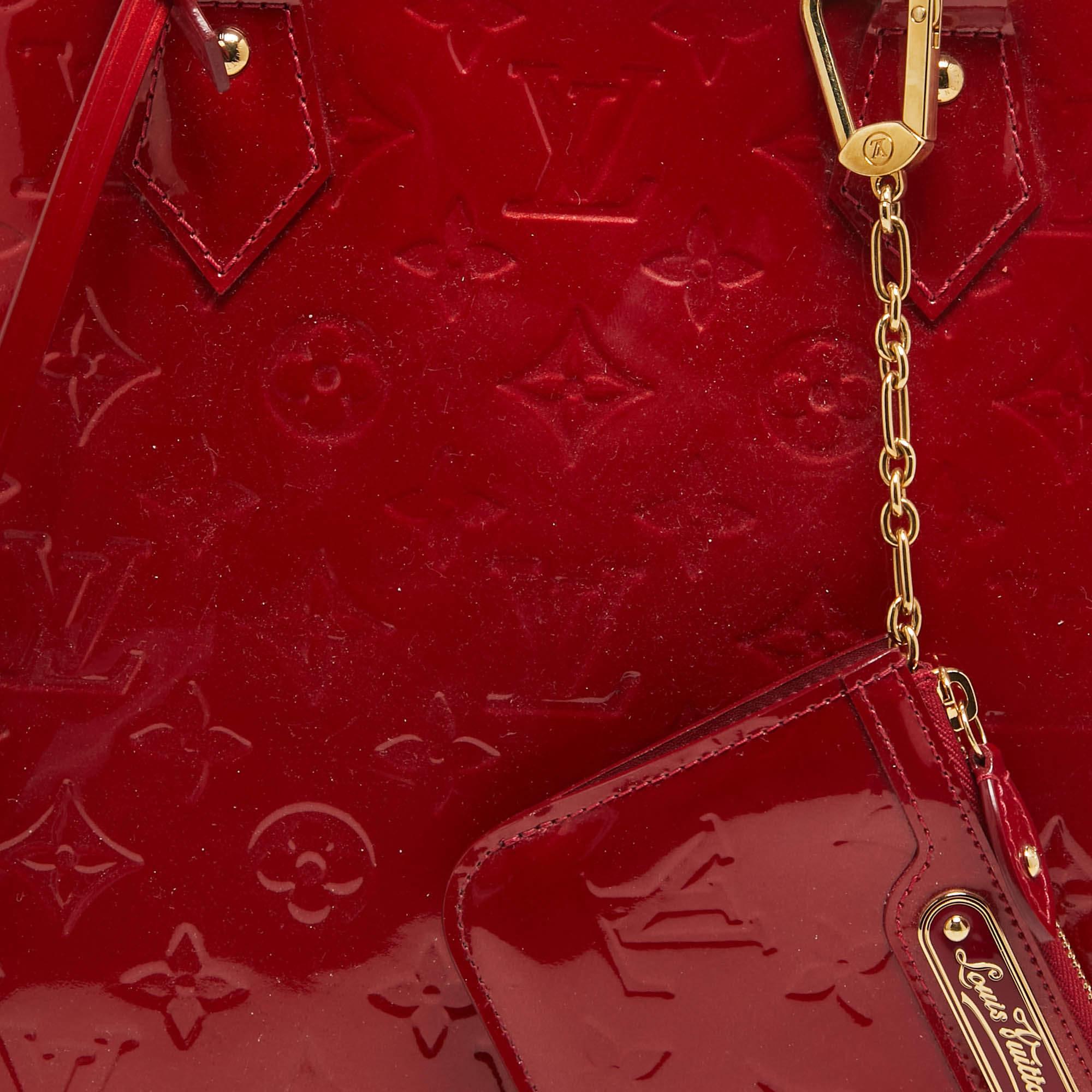 Louis Vuitton Red Monogram Vernis Alma MM Bag For Sale 2