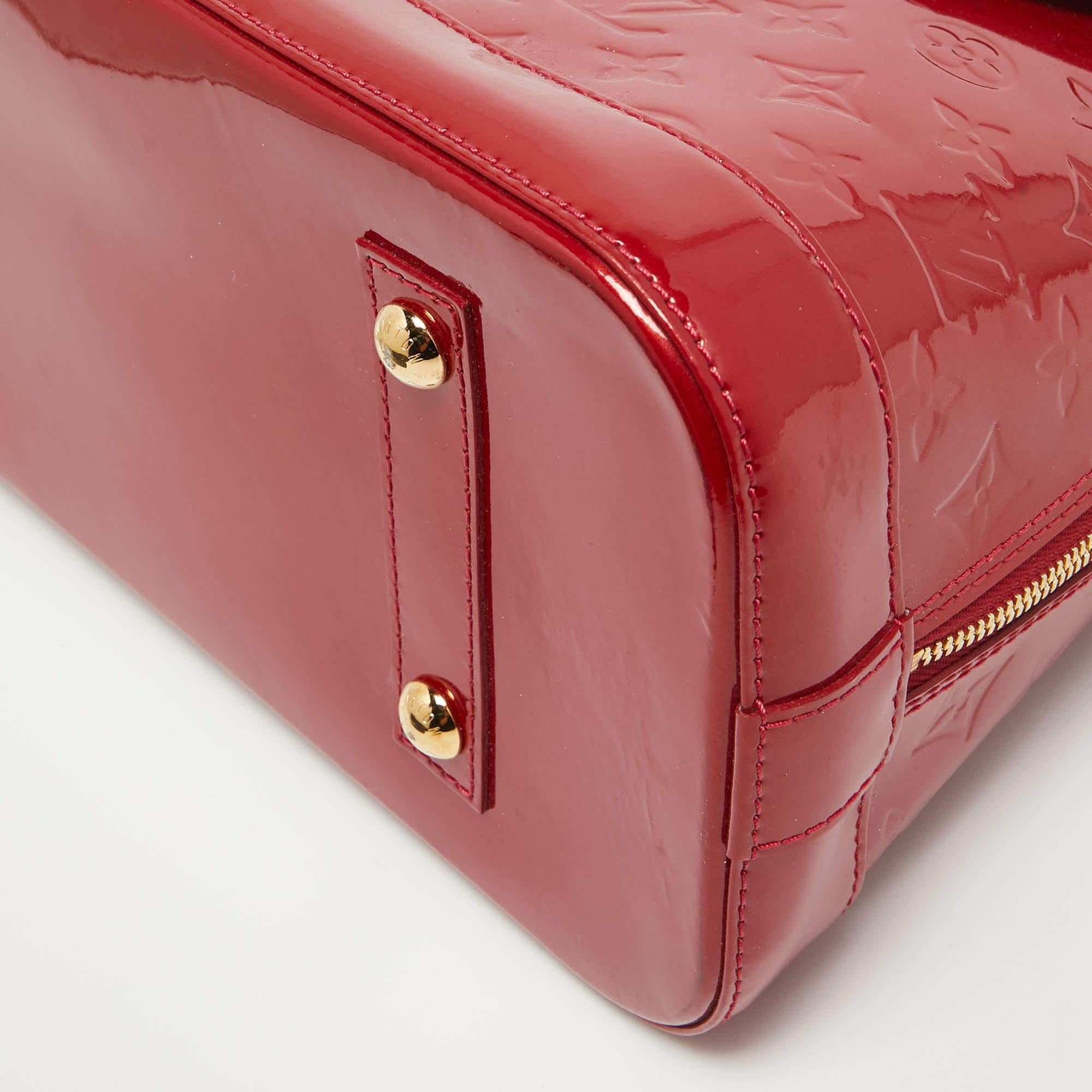 Louis Vuitton Red Monogram Vernis Alma MM Bag For Sale 4