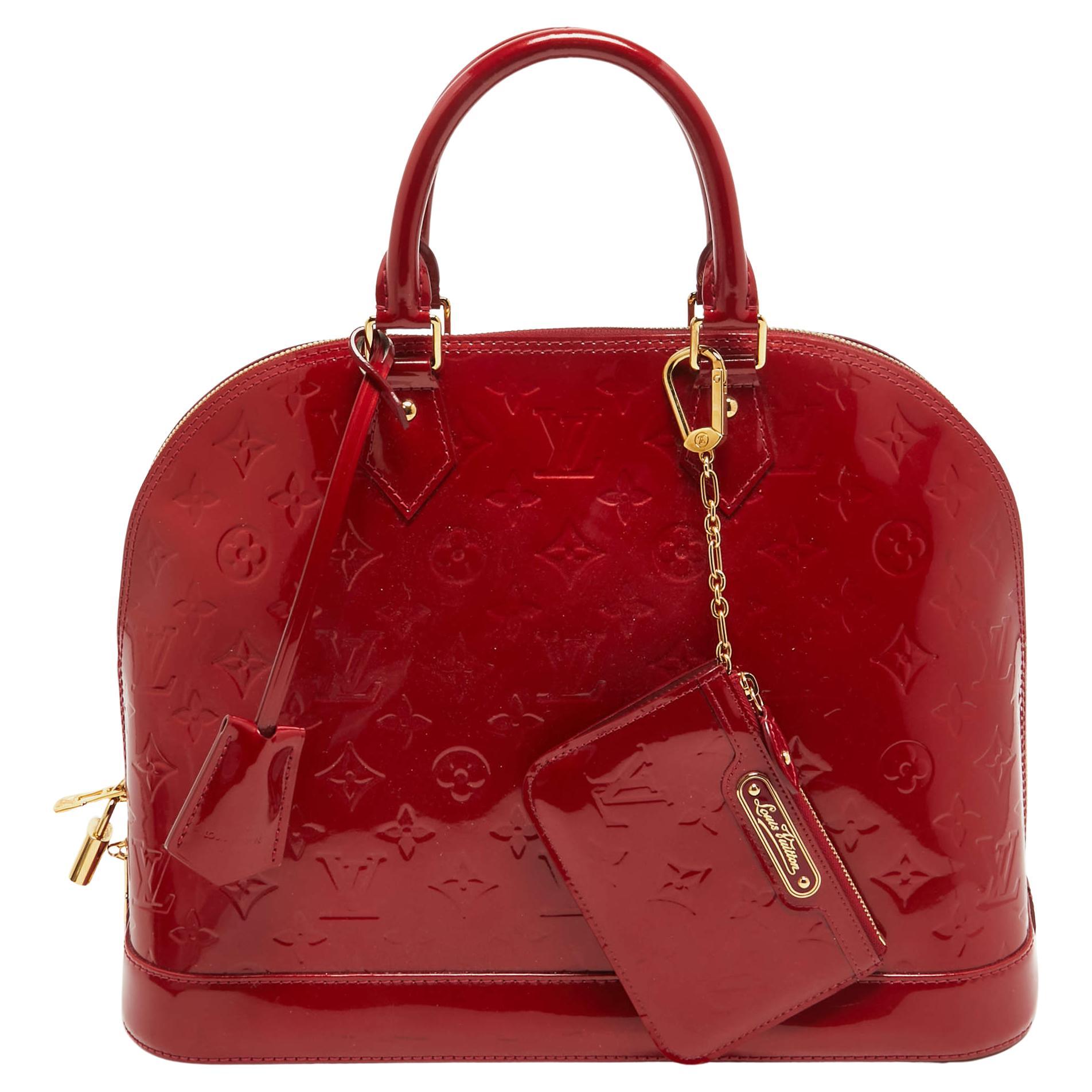 Louis Vuitton Red Monogram Vernis Alma MM Bag For Sale