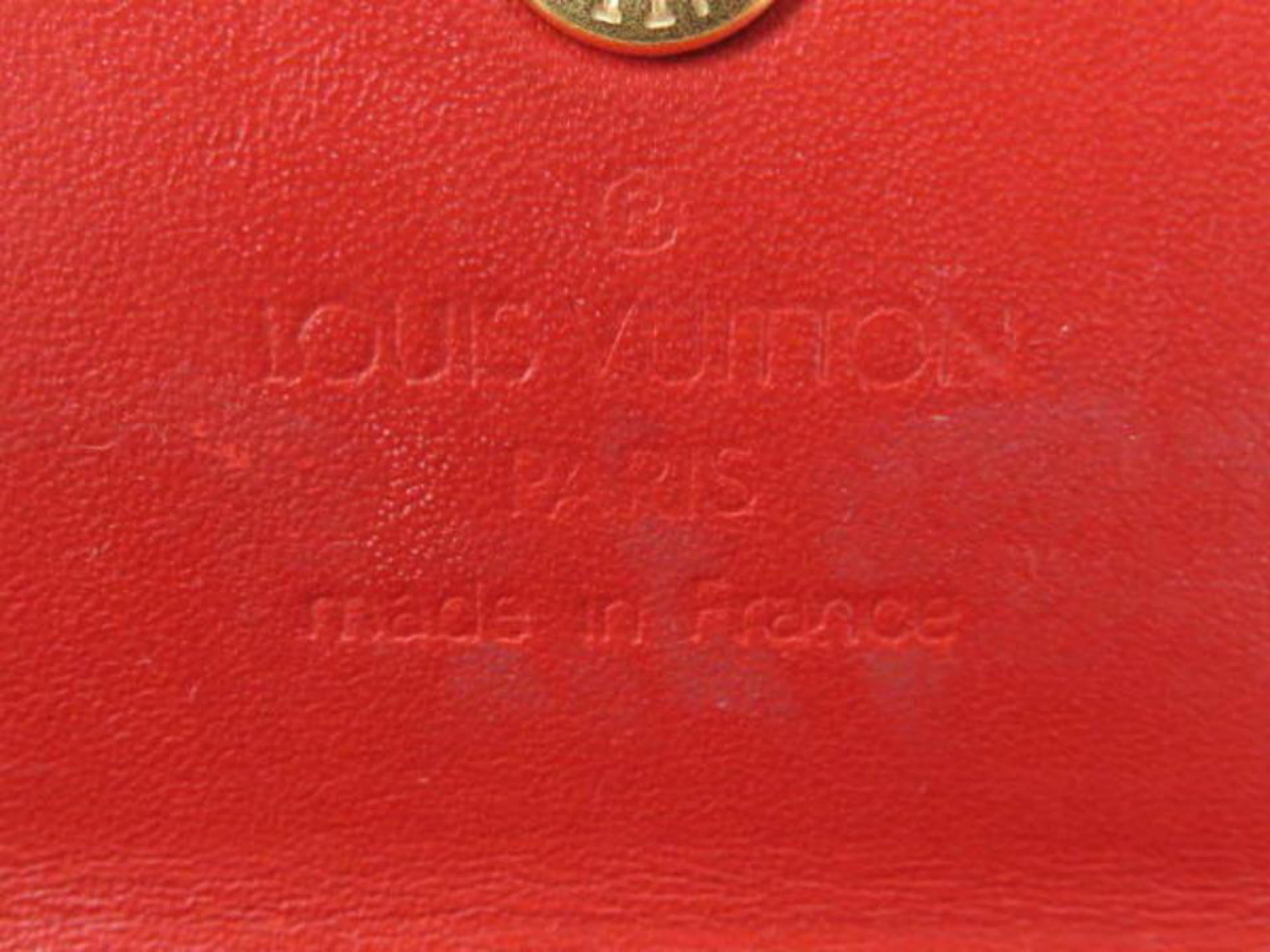 Louis Vuitton Red Monogram Vernis Card Case 226250 Wallet In Fair Condition For Sale In Forest Hills, NY