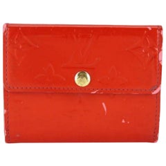 Louis Vuitton Red Monogram Vernis Card Case 226250 Wallet