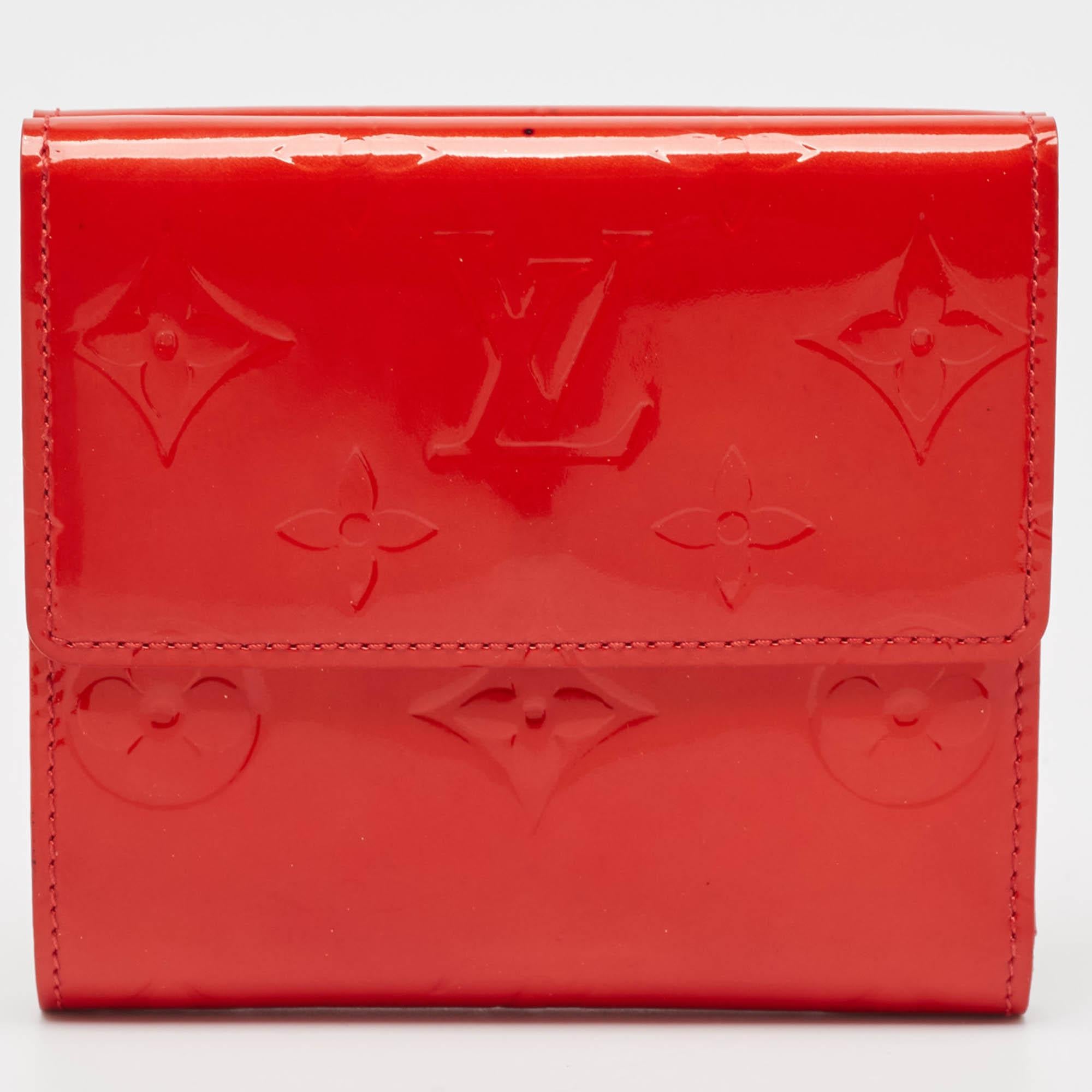 Louis Vuitton Red Monogram Vernis Elise Wallet 2