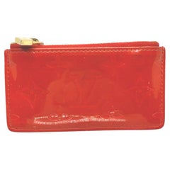 Louis Vuitton Red Monogram Vernis Key Pochette Cles Keychain 862080