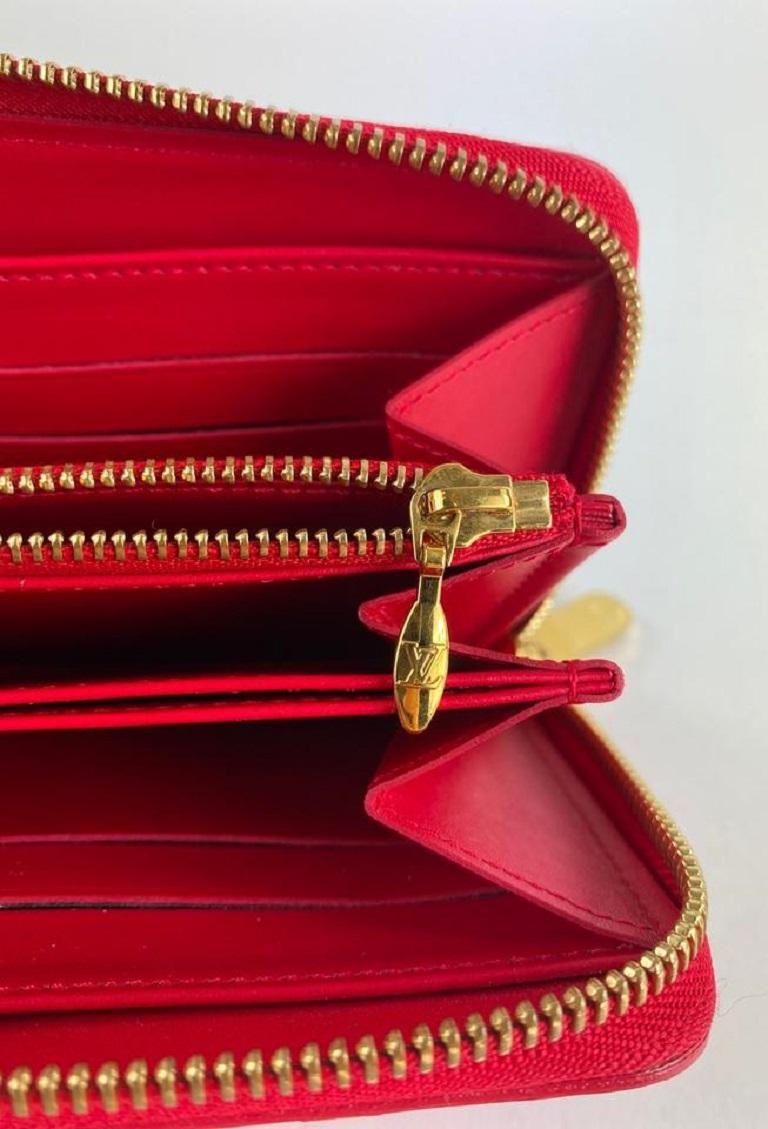 Women's Louis Vuitton Red Monogram Vernis Kusama Infinity Dots Zippy Wallet 862156