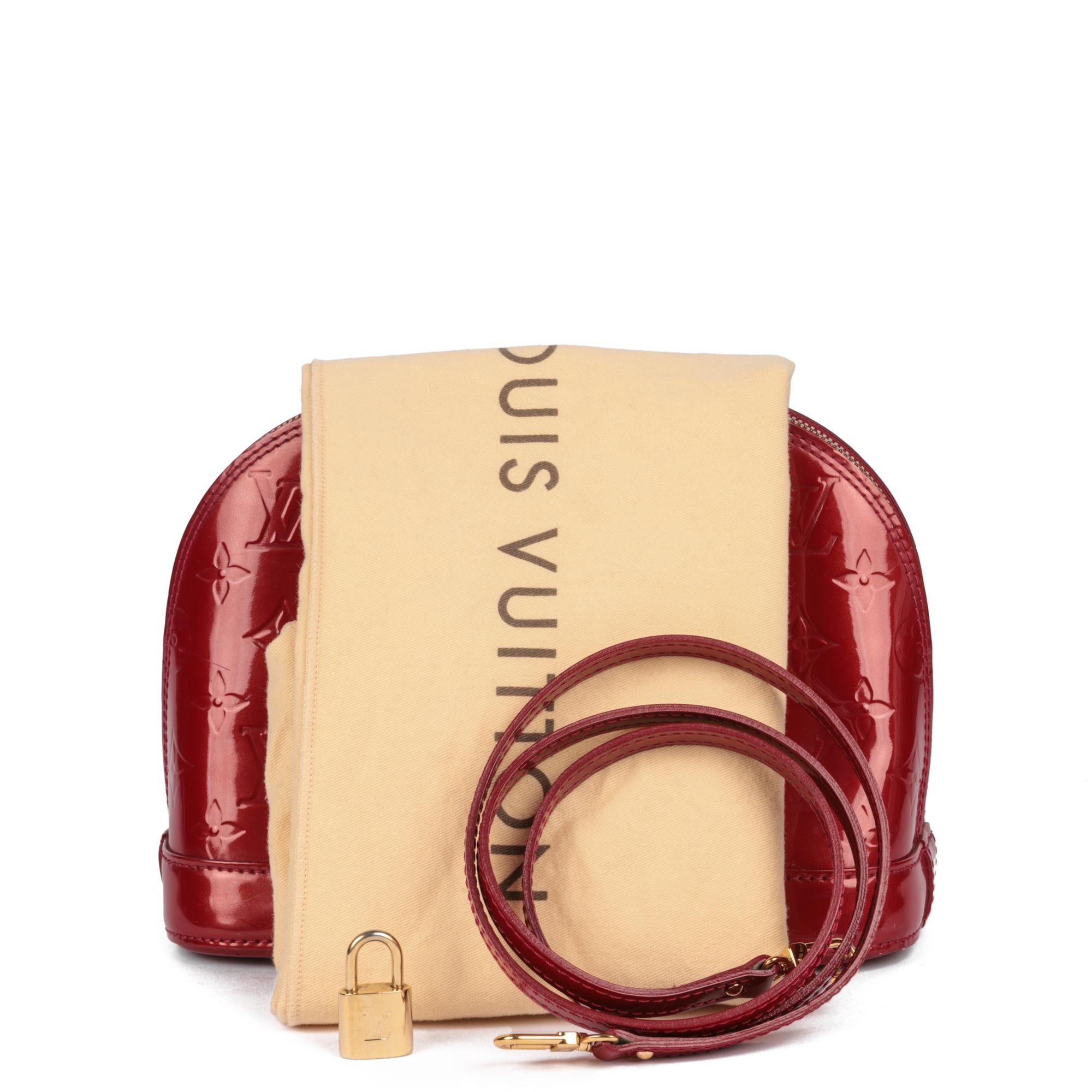 LOUIS VUITTON Red Monogram Vernis Leather Alma BB For Sale 5