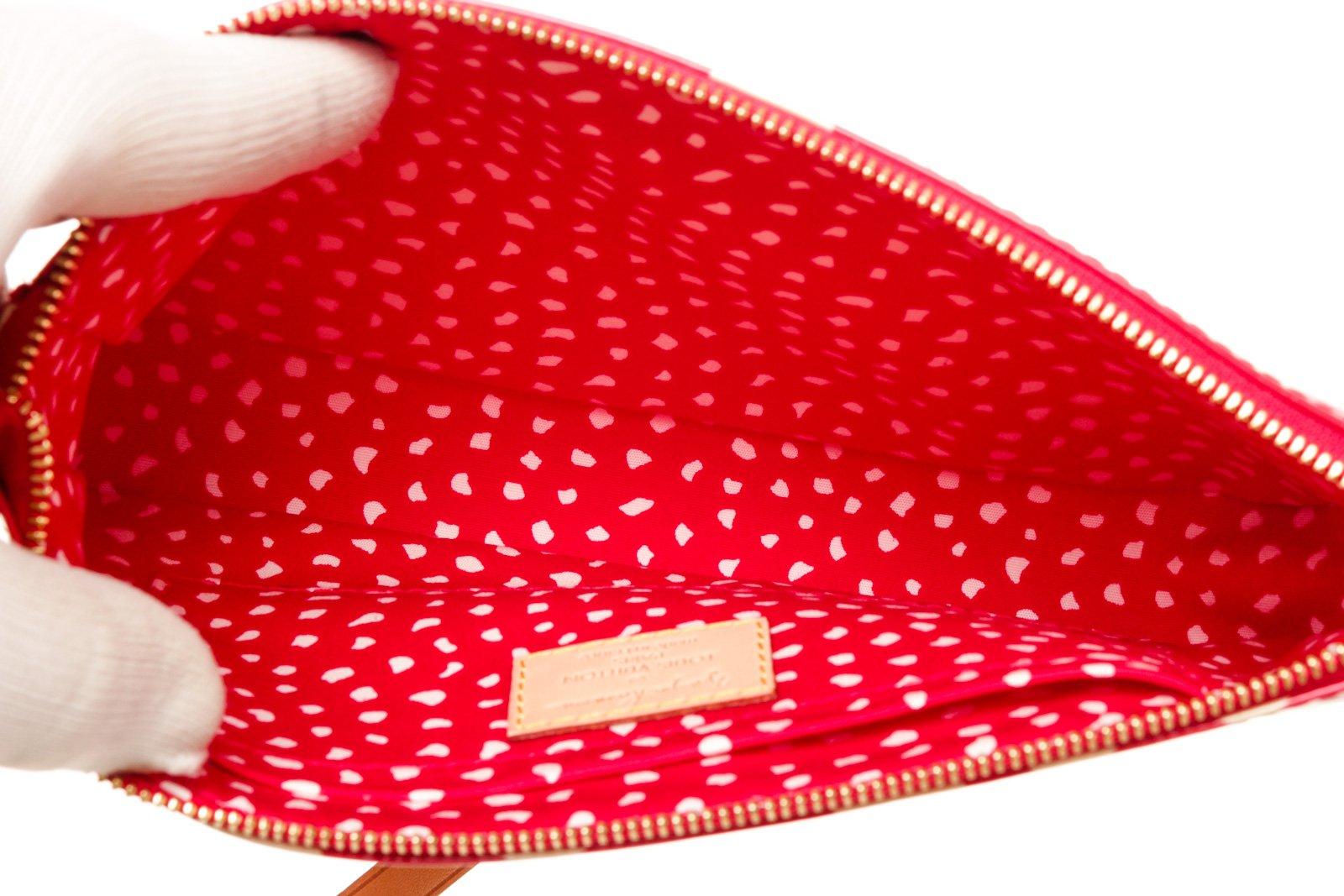 Louis Vuitton Red Monogram Vernis Leather Pochette Kusama Infi Bag In Good Condition In Irvine, CA