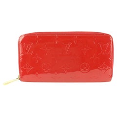 Louis Vuitton Red Monogram Vernis Long Zippy Wallet 79lz615s