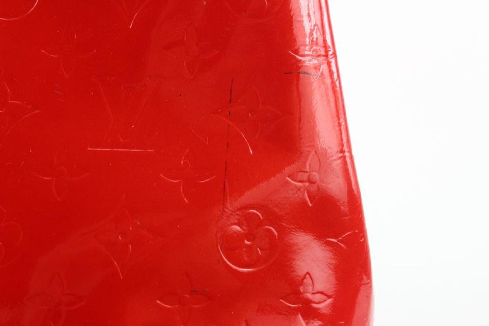 Louis Vuitton Red Monogram Vernis Reade MM Tote Bag 4LV106 1