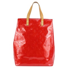 Vintage Louis Vuitton Red Monogram Vernis Reade MM Tote Bag 4LV106