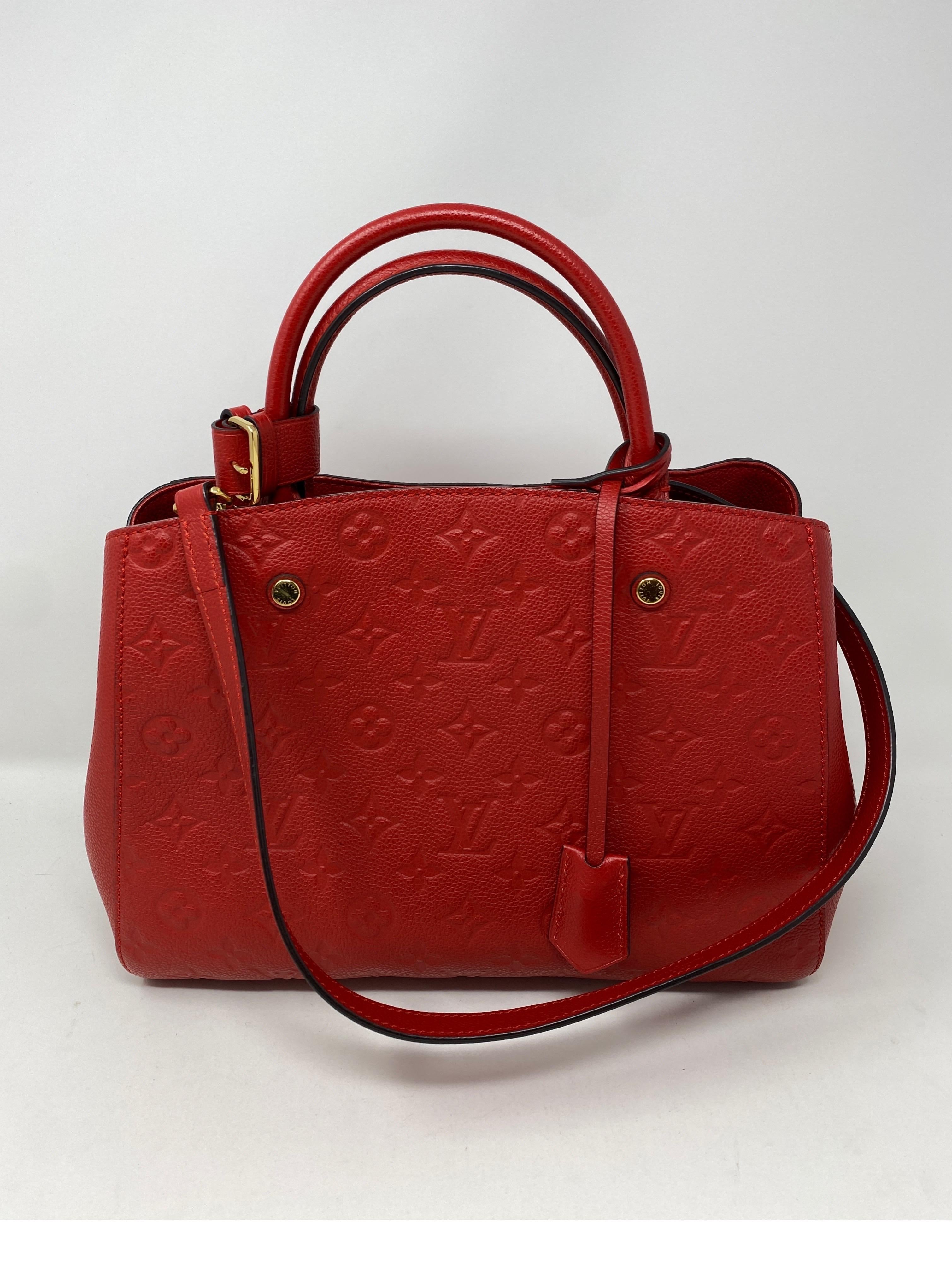 Louis Vuitton Red Montaigne MM Bag In Good Condition In Athens, GA
