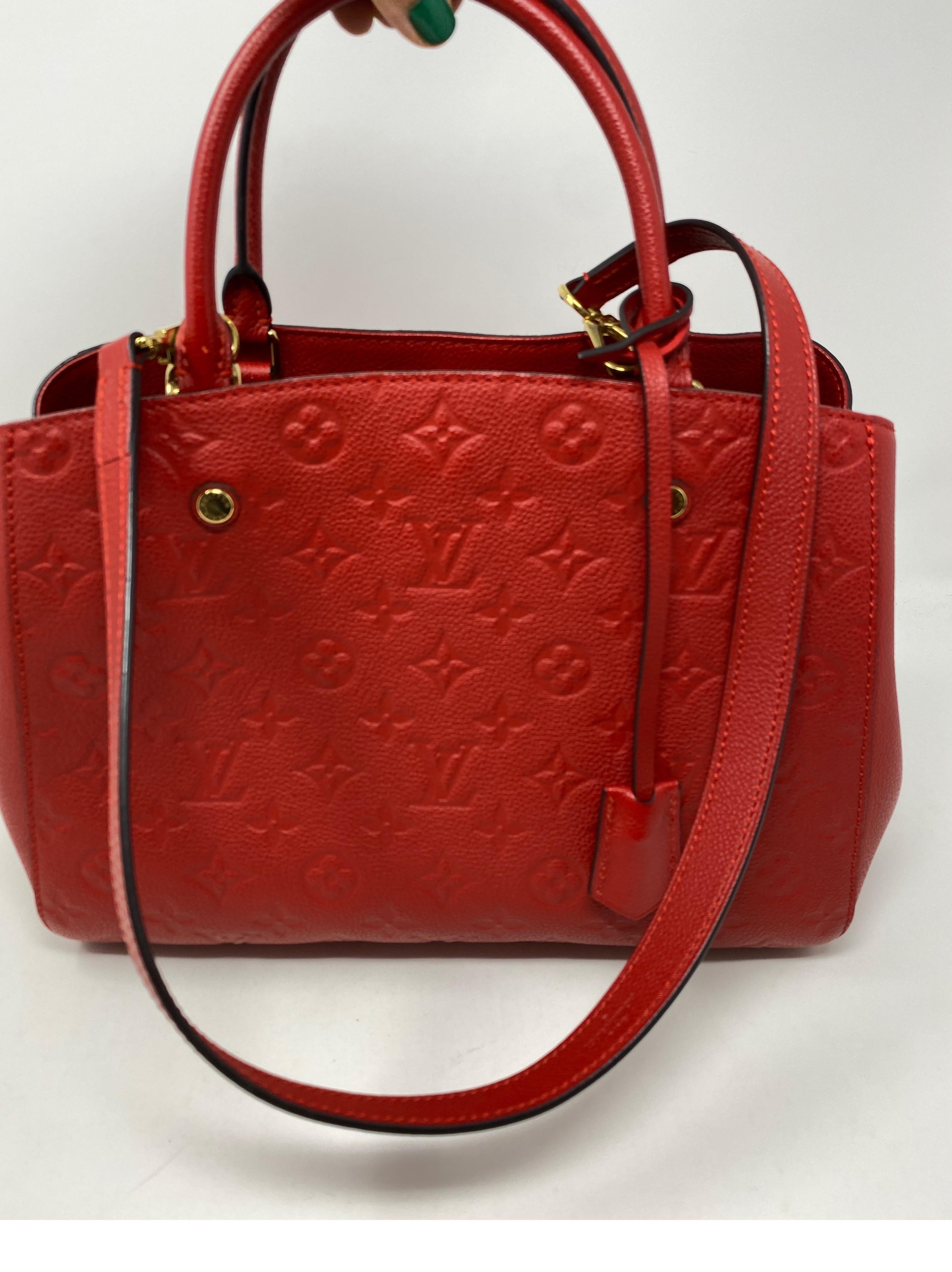 Louis Vuitton Red Montaigne MM Bag 3