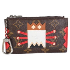 Louis Vuitton Red Multicolor Monogram Canvas Tribal Mask Key Pouch