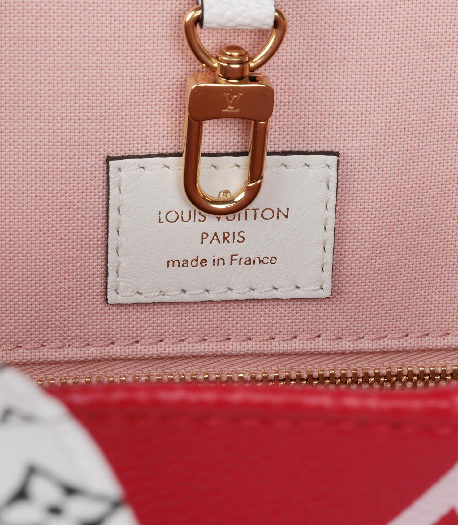 Louis Vuitton Red & Multicolour Giant Monogram Coated Canvas Onthego GM For Sale 4