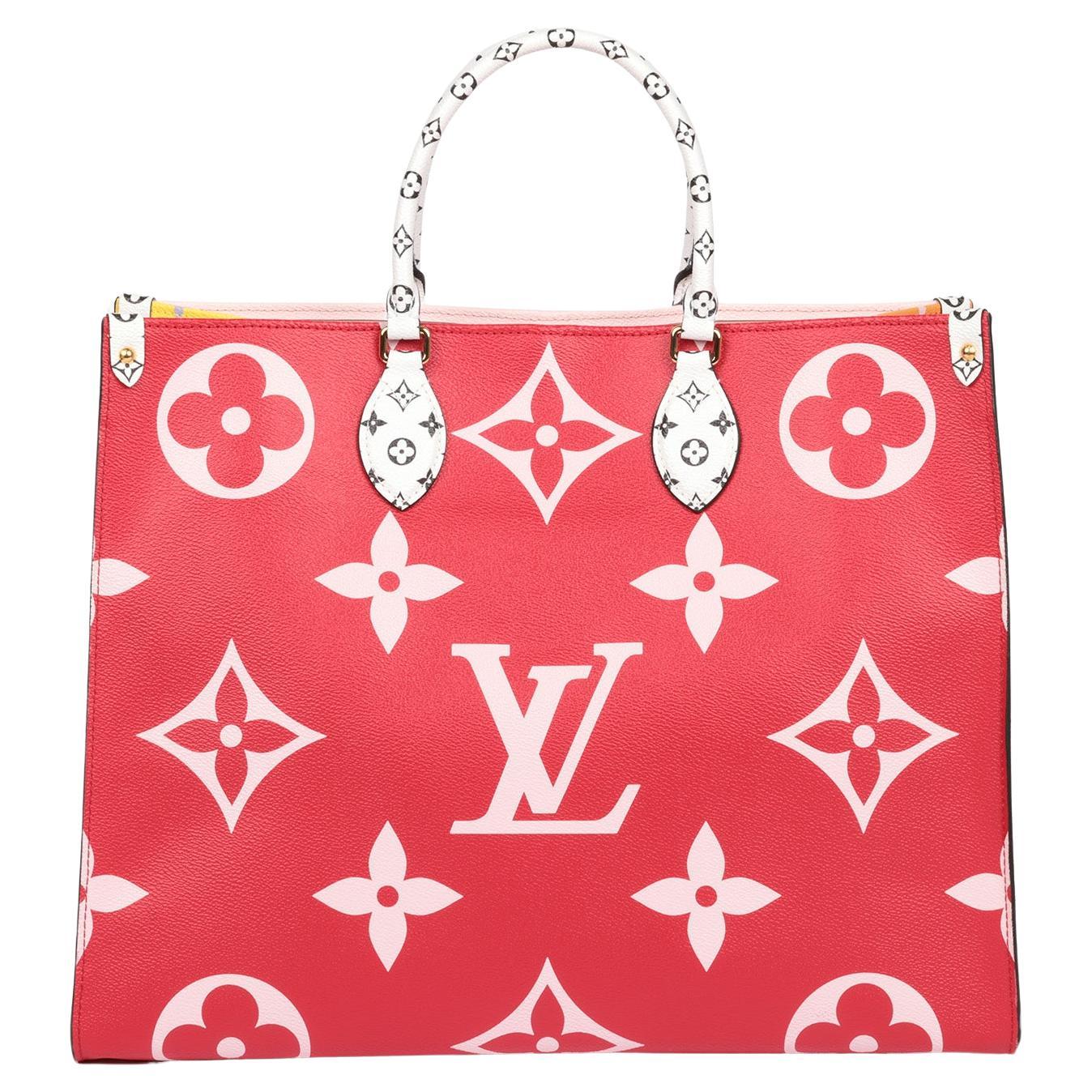 Louis Vuitton Red & Multicolour Giant Monogram Coated Canvas Onthego GM For Sale