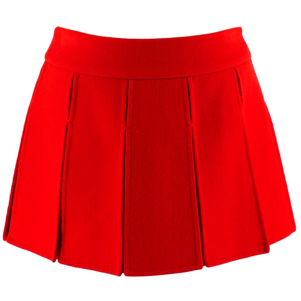 Louis Vuitton Red Paneled Cashmere Mini Skirt US6