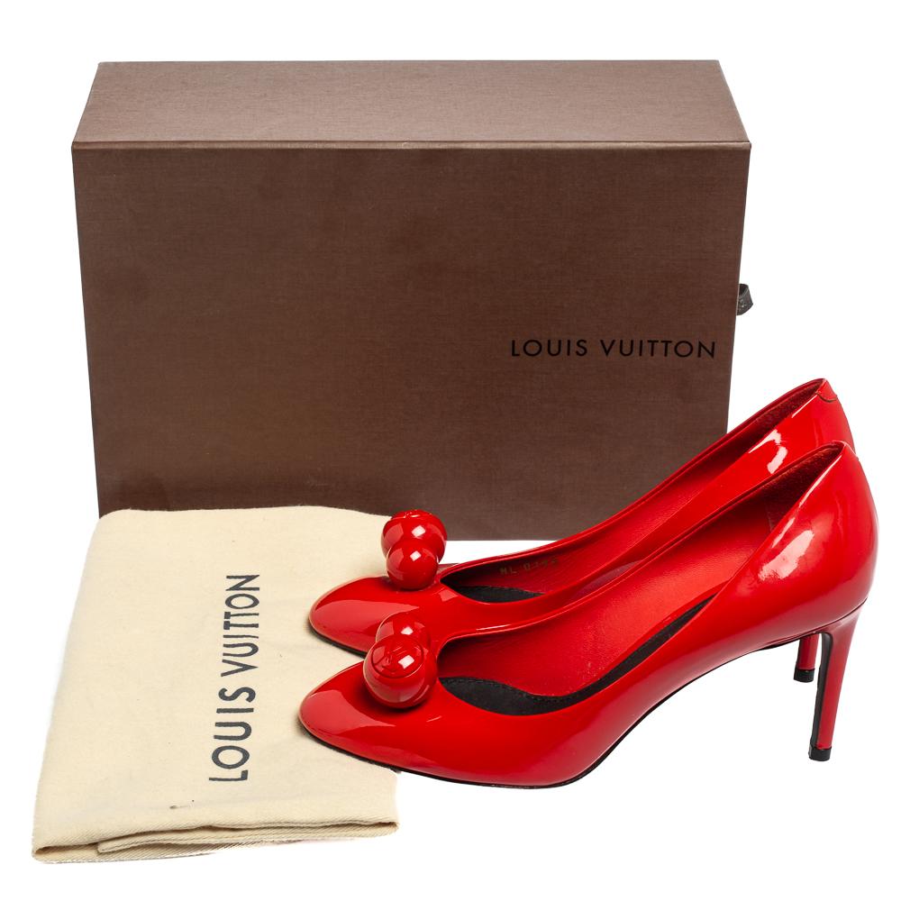 Louis Vuitton Red Patent Leather Ball Pointed Toe Pumps 36 1