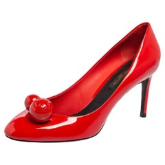 Louis Vuitton Red Patent Leather Ball Pointed Toe Pumps 36