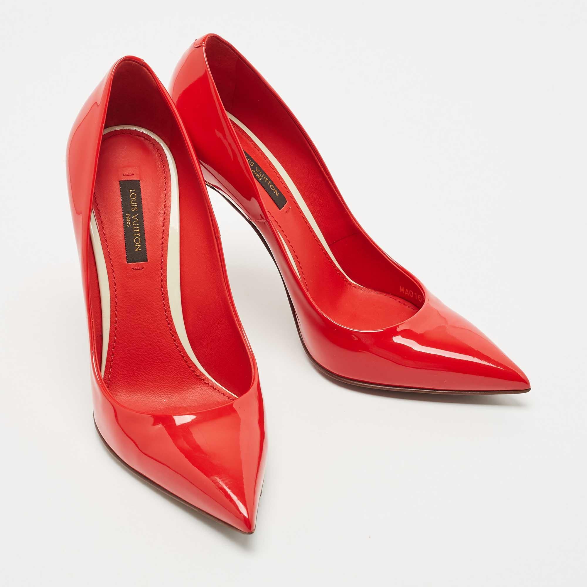 Louis Vuitton Red Patent Leather Eyeline Pointed Toe Pumps Size 37 For