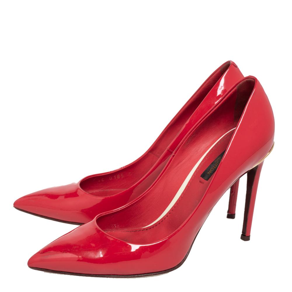 Louis Vuitton Red Patent Leather Eyeline Pointed Toe Pumps Size 38 2