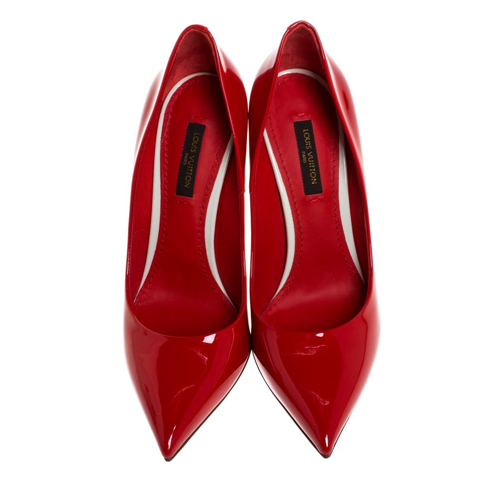 red patent leather pumps