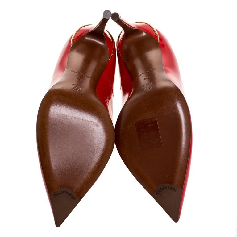 Louis Vuitton Red Patent Leather Eyeline Pumps Size 36 For Sale at