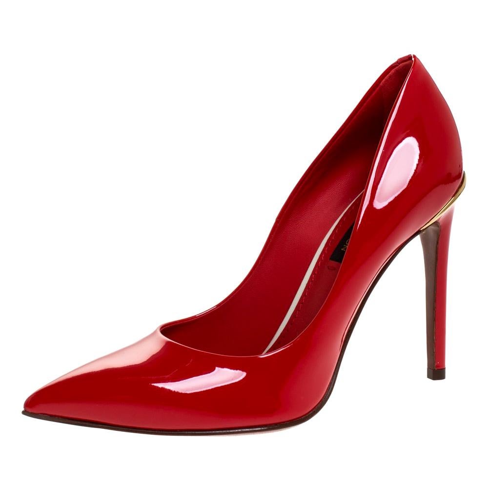 Louis Vuitton Red Patent Leather Eyeline Pumps Size 36