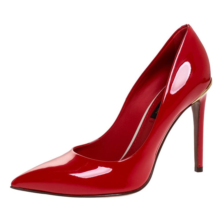 Louis Vuitton Red Patent Leather Eyeline Pumps Size 36 For Sale at