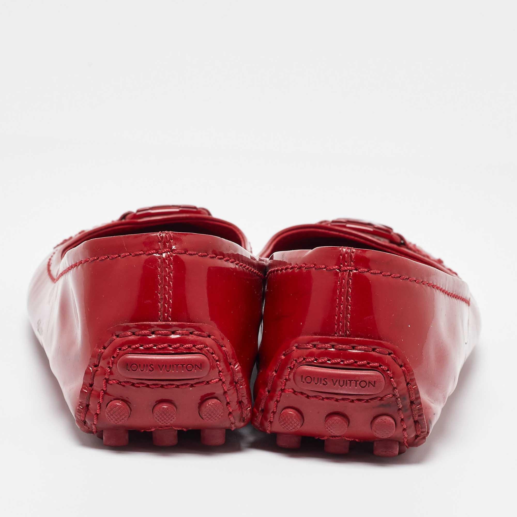 Louis Vuitton Red Patent Leather Oxford Ballet Flats Size 38 1