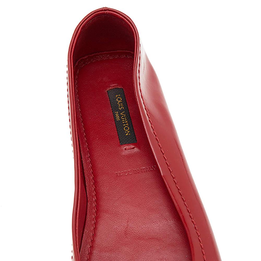 Women's Louis Vuitton Red Patent Leather Oxford Ballet Flats Size 38 For Sale