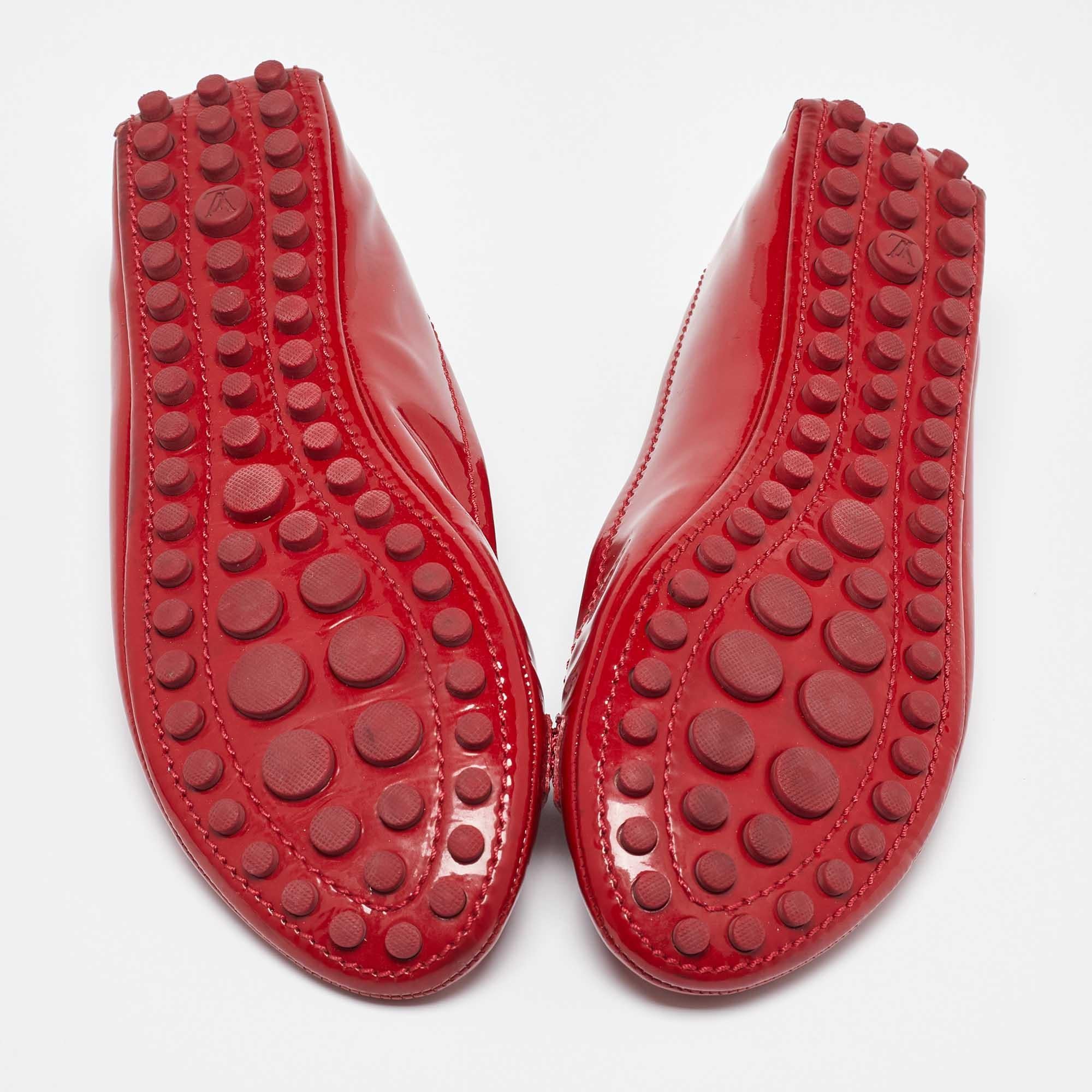 Louis Vuitton Red Patent Leather Oxford Ballet Flats Size 38 2