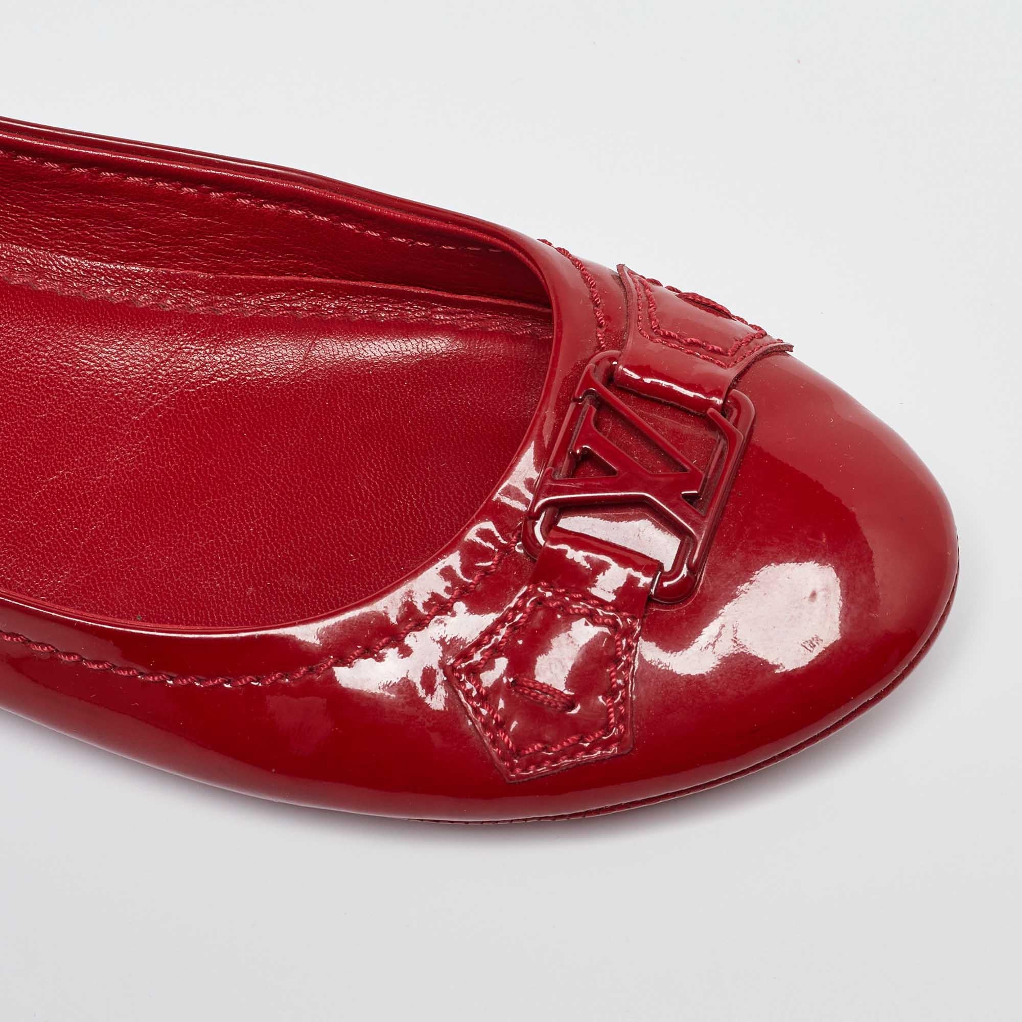 Louis Vuitton Red Patent Leather Oxford Ballet Flats Size 38 3