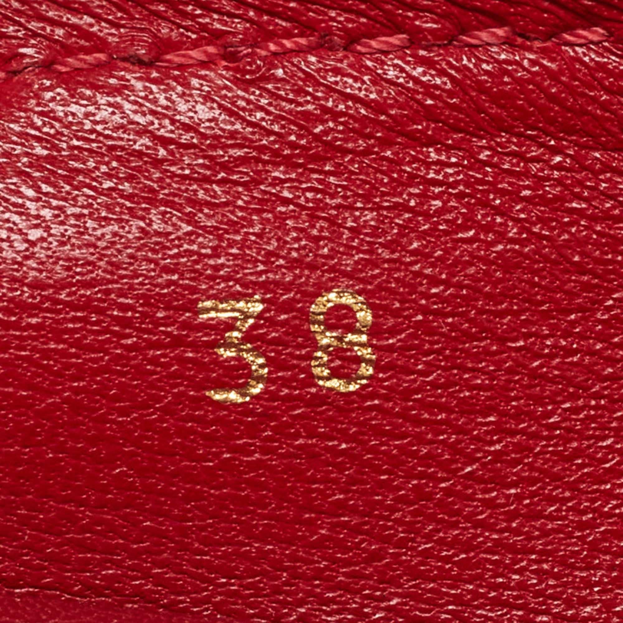 Louis Vuitton Red Patent Leather Oxford Ballet Flats Size 38 4